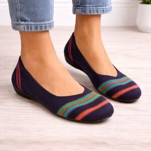 Rothys Ballet Flats Womens Size 11 Navy Ribbon Striped Merino Wool Classic